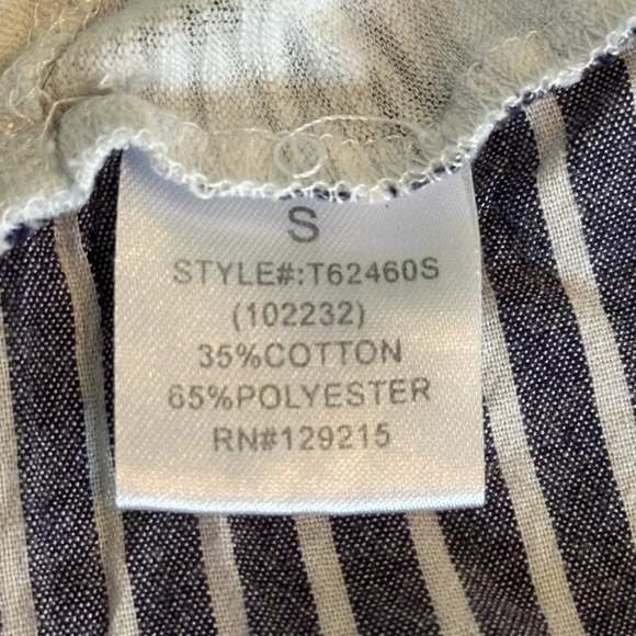 Comme Toi | Oversized Cotton Blend Crewneck Top w/Striped Back Panel, Size Small - Picture 3 of 6